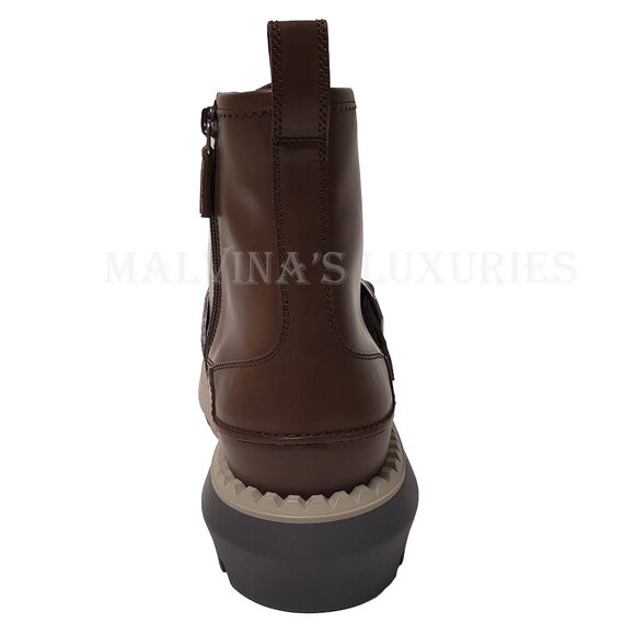 GUCCI BOOTS MENS GG LOGO CANVAS BROWN LEATHER LACE UP ANKLE sz 10 10.5 main image 11